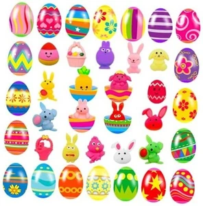 24 Pack Prefilled Easter Eggs with Squishy Toys Inside Bright Colorful Easter - Picture 1 of 7