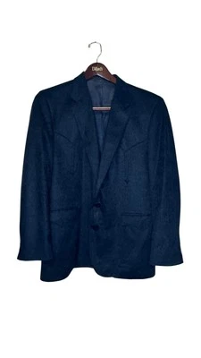 Круг S мужской Blazer куртка одиночный крой с подкладкой 2 кнопки вырез воротник темно-синий Sz.44R - Изображение 1 из 4