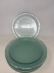 8 Vtg ANNIEGLASS 1987 Aqua Textured Glass 10.5” Dinner Plates Signed ARTISAN - Picture 1 of 7