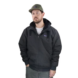 Patagonia Fleece Lined Isthmus Hoody Winter Jacket Mens Large Black Bomber Coat - Picture 1 of 10