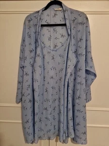 Beautiful M&S, 2 Piece Set, Nighty + Gown, Blue,worn Once, Size 16 - Picture 1 of 9