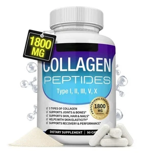 Nutrition Collagen Peptides 5Types 1800mg 90Capsules - Picture 1 of 9