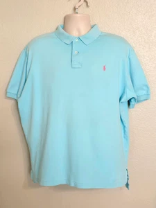 Polo Ralph Lauren Camicia Uomo Tg XL Aqua Lt Blu Morbido Cotone SS Golf Polo - Foto 1 di 9