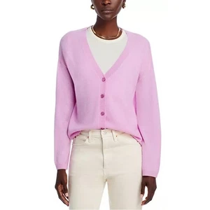C by Bloomingdale's Cashmere V-neck Cardigan Sweater Rose Quartz Pink MEDIUM - Picture 1 of 9
