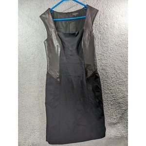 Rag & Bone Dress Womens Size 4 Black Sleeveless Mini Square Neck Lamb Leather - Picture 1 of 5