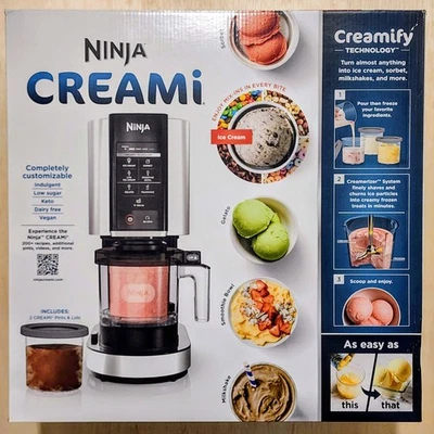 Ninja NC301 CREAMi Ice Cream Maker w/ 7 Programs & 2 Pints – White ✨BRAND NEW✨