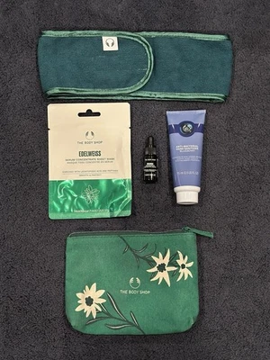 THE BODY SHOP Juego de 5 piezas para hogar/viaje Desinfectante de manos Suero Máscara Diadema Estuche Foto 1 de 4