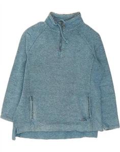 WEIRD FISH Womens Zip Neck Sweatshirt Jumper UK 16 Large Blue Cotton AY01 - Picture 1 of 3