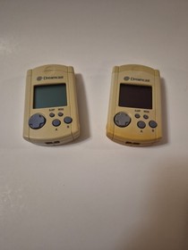 2 Sega Dreamcast VMU Visual Memory Unit Japan Tested Working Yellowed With Lid