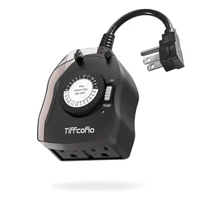 TiFFCOFiO Salida Temporizador Exterior, 24 Horas Mecánico 1 Paquete, Negro  - Imagen 1 de 7