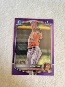 Bowman Chrome DJ Layton Purple Wave #/250 2025 refractor 1st Bowman Orioles - Imagen 1 de 2