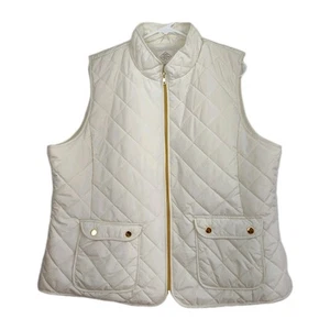St. John's Bay women's quited vest, 1X, full zip, ivory VGC - Picture 1 of 7