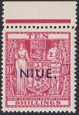 Niue 1945 KGVI Postal Fiscal 10sh Carmine-Lake wmk Multi Como Nuevo SG85 gato £60 Foto 1 de 2