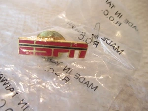 Vintage ESPN Original Logo Enamel Pinback Lapel Hat Pin New In Bag - Picture 1 of 3