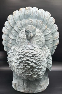 GROßE Thanksgiving Türkei Figur hellgrün grau Harz MITTELSTÜCK 11,5" H - Bild 1 von 7