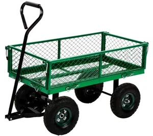Garden Cart Heavy Duty Steel Utility Cart Yard Dump Wagon Cart Lawn Outdoor U... - Picture 1 of 7