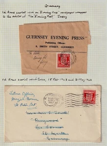1941-43 GUERNSEY & JERSEY. Quattro copertine posta interna locale isola - Foto 1 di 2