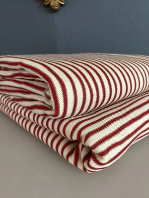 Red & Milk Chocolate Stripe Cotton Denim Twill 2Pc Lot Heavyweight Rigid Hand - Image 1 of 4