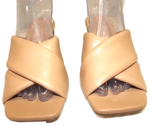 A New Day Heeled Sandals Camel Color 3"Block Heels Slip-On Womens Size 7.5 NEW - Picture 1 of 22