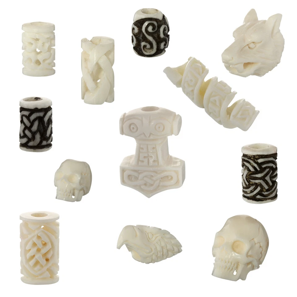 Natürlicher Rindknochen Haarschmuck edle Bartperle Bartschmuck Ketten Perle - Bild 1 von 1