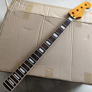 Mástil de bajo eléctrico de arce de 20 trastes para cuerpo de bajo Jazz blanco con incrustaciones cuadradas 34 pulgadas. - Imagen 1 de 7