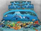 Ocean Life Sea World Dolphin and Fish Quilt Duvet Cover Set Bedspread Pillowcase
