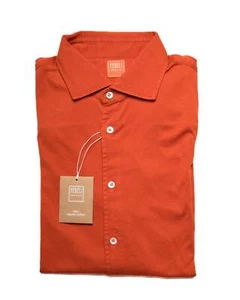 Fedeli $ 295 orange Bio Gizeh Baumwolle Trikot 'Jason' schmale Passform Shirt 2XL (56 IT) - Bild 1 von 6