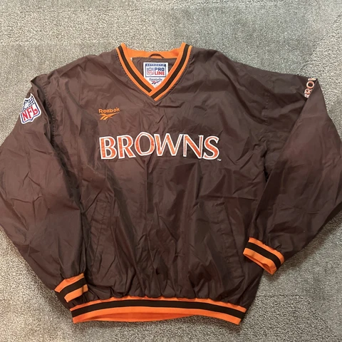 Vintage 90s RARE Cleveland Browns NFL Pro Line Reebok Pullover Wind Breaker XL Cover
