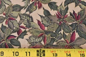 By 1/2 Yd, Vintage, Olive & Burgundy Floral on Tan Quilt Cotton, Hoffman, P9548 - Picture 1 of 7
