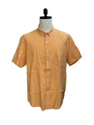Club Room Casual Shirt Men 3XL Orange Short Sleeve Chest Pocket Collared Stretch - Image 1 of 3