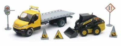 New Holland Pressofuso Skidsteer & Iveco Daily Camion Rollio Off 1:43 Modello - - Immagine 1 di 2