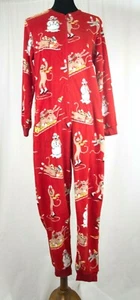 Nick & Nora 1 Pc Red Sock Monkey Pajamas All In One sz Small Fleece Skating Sled - Picture 1 of 8