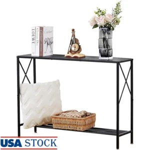 Narrow Console Table W/ Shelves Entryway Hallway Foyer Modern X Shape Design New - Picture 1 of 8