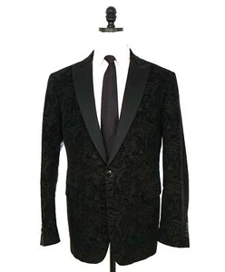 $1,895 ETRO - Black Paisley Contrast Collar Dinner Tuxedo Jacket Blazer - 44R - Picture 1 of 13