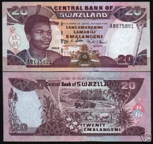 SWAZILAND 20 EMALANGENI P30 2001 X 5 Pc Lot ELEPHANT BUNDLE LION BIRD CATTLE UNC - Picture 1 of 2