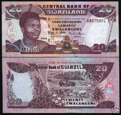 SWAZILAND 20 EMALANGENI P30 2001 X 5 Pc Lot ELEPHANT BUNDLE LION BIRD CATTLE UNC - Image 1 of 2