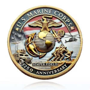 250th Anniversary Challenge Coin United States Veteran U.S.Marine Corps - Picture 1 of 4