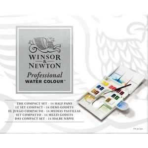 Winsor & Newton Professional Artists' Watercolour Set Compact 14 mezzi godet - Foto 1 di 4