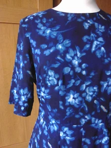 Whistles Silk Blue floral abstract Tea / Day dress size 12 Knee length lined - Picture 1 of 6