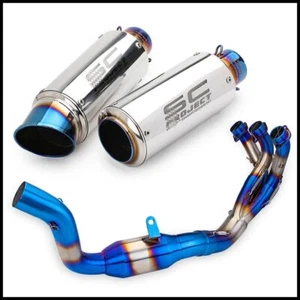 For Yamaha MT-09 FZ09 2021-2024 Blue Full System Exhaust Tips Front Header Pipe - Picture 1 of 5
