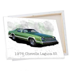 Chevelle Laguna S3 1976 clásico muscle car aluminio/lona arte de pared regalo - Imagen 1 de 5