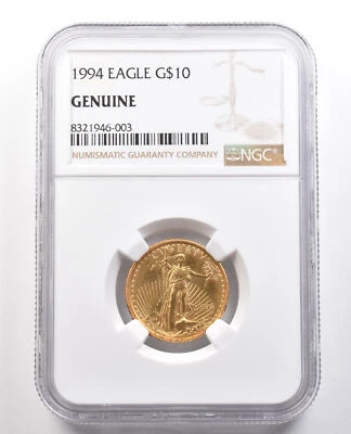 1994 $10 American Gold Eagle 1/4 Oz 0.25 Oz Gold Genuine NGC *0880 - Image 1 of 3