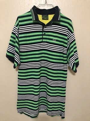 Camisa Polo Mecca Y2K Para Hombres Grande 2XL Algodón Rayas Verdes Manga Corta 110237 De Colección Foto 1 de 4