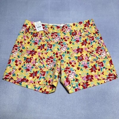 NUEVO J Crew Amarillo Ditsy Rosa Rojo Floral Tejido de Cesta Pantalones Cortos Para Mujer Talla 4 Nuevo Con Etiquetas Foto 1 de 4