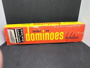 Vintage Dominoes Halsam DOUBLE SIX Skyscraper Design - Picture 1 of 3