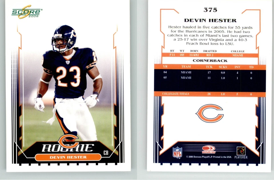 Devin Hester 2006 Score (Pro Jersey) #375.2 Rookie RC Variation Bears *READ - Image 1 of 1