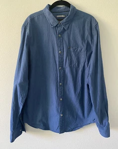 Madison Supply Speckled Blue Long Sleeve Button Down Shirt Size Large - Picture 1 of 3