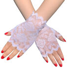 Women Mesh Lace Fingerless Floral Short Gloves Fancy Dress Bridal Wedding Party