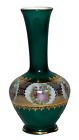 German Vase Made In Bavaria Germany Green Gold Design & Gold Trim Euc