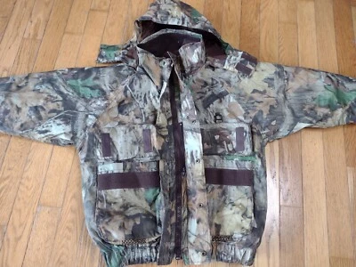 Men's L Hodgman Advantage Timber Camo Hunting Jacket Coat Removable Liner & Hood - Image 1 of 4